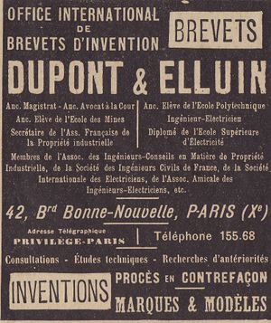 Dupont et Elluin advertisement (from Almanach Hachette 1912)